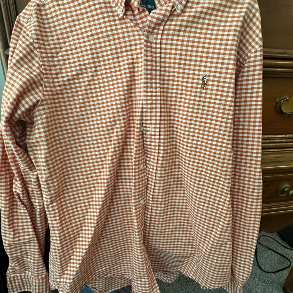 Ralph Lauren Orange and White Casual Button Down Shirt